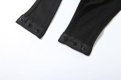 Hollow out mesh cami bodysuit