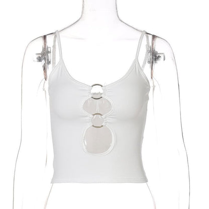 Hollow out low cut ring cami cut out top