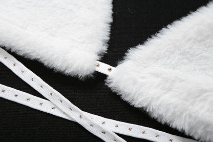 Tie back halter fluffy top