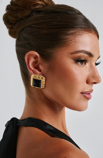 Kennedy Earrings – Black/Gold