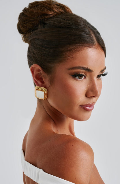 Kennedy Earrings – Ivory/Gold