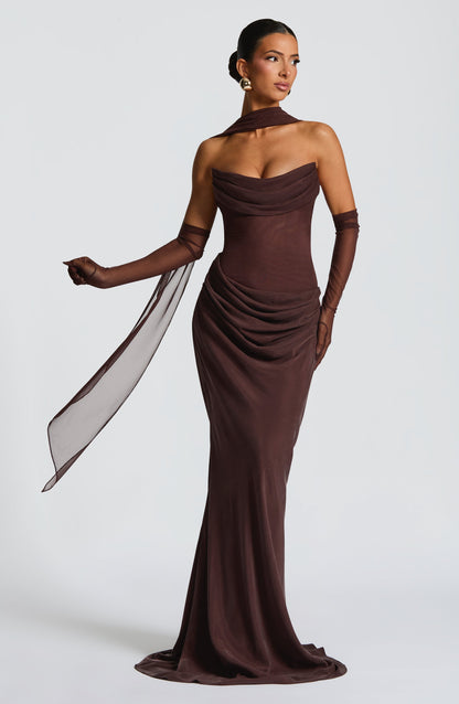 Liora Maxi Dress - Plum Brown