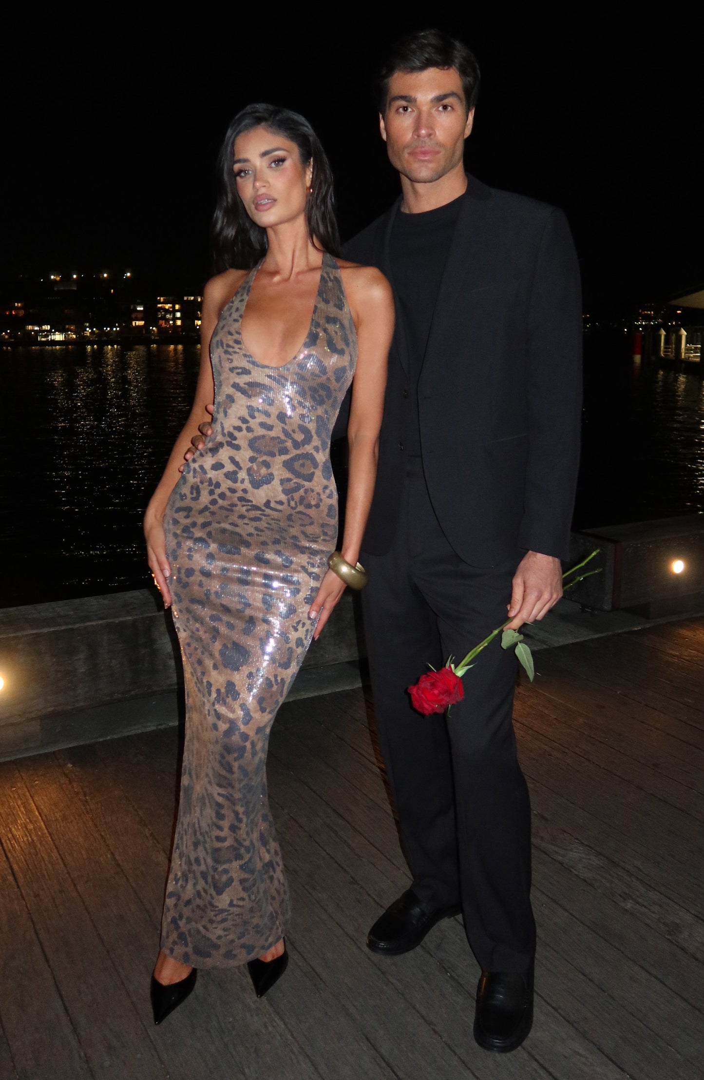 Morena Maxi Dress - Sequin Leopard Print