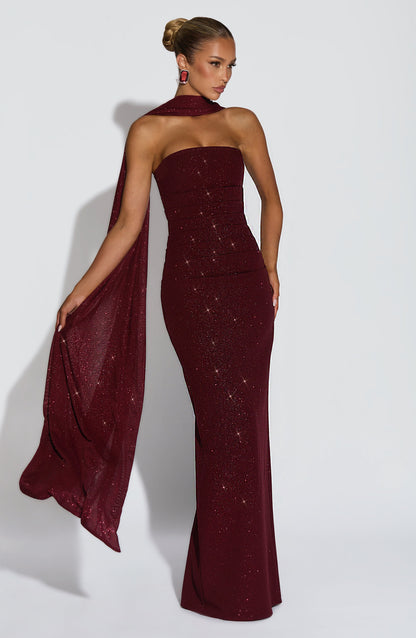 Pandra Maxi Dress - Wine Sparkle