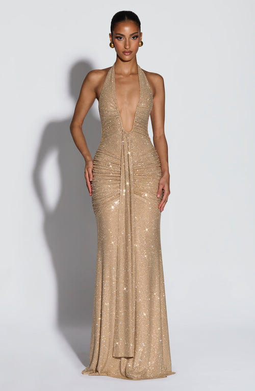 Rosetta Maxi Dress - Gold Sparkle