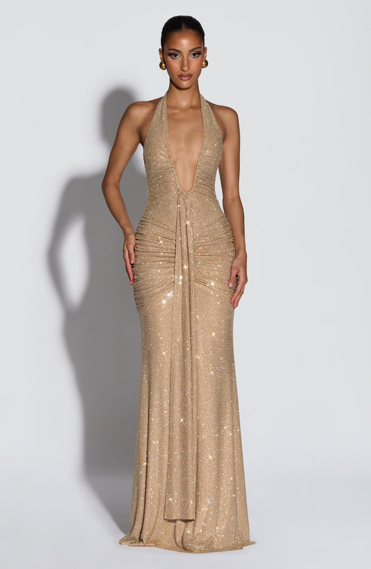 Rosetta Maxi Dress - Gold Sparkle