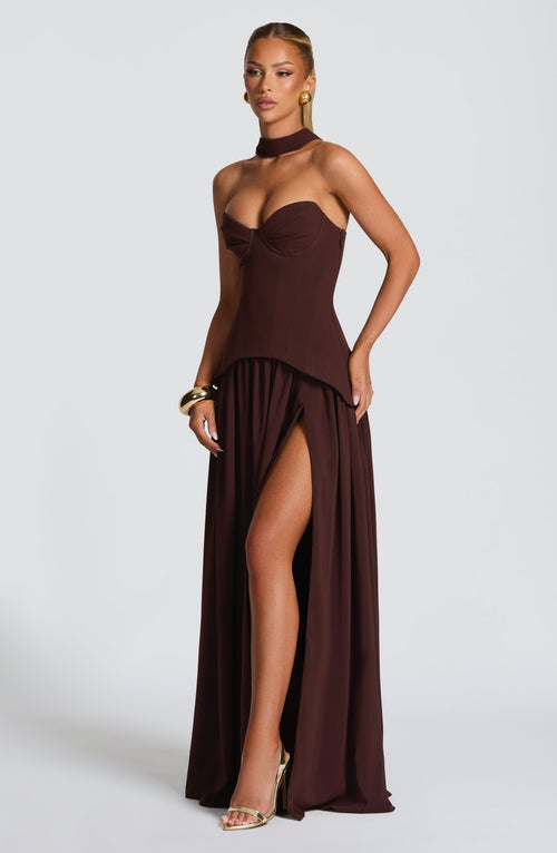 Vietta Maxi Dress - Plum Brown