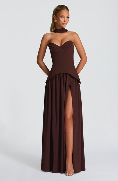 Vietta Maxi Dress - Plum Brown