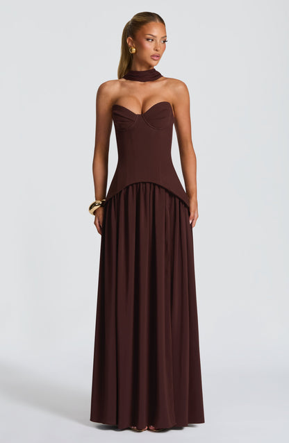Vietta Maxi Dress - Plum Brown