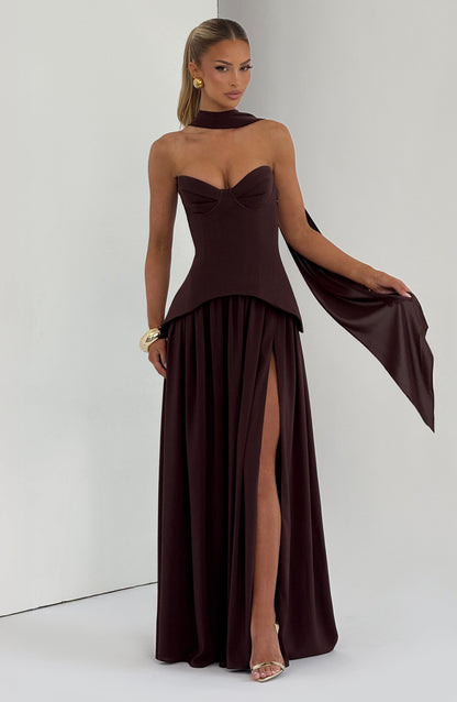 Vietta Maxi Dress - Plum Brown