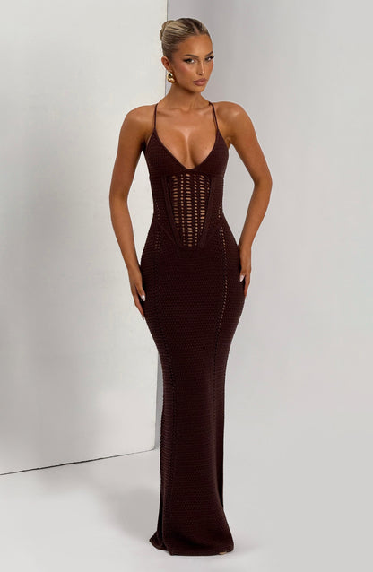 Xanthe Maxi Dress - Plum Brown